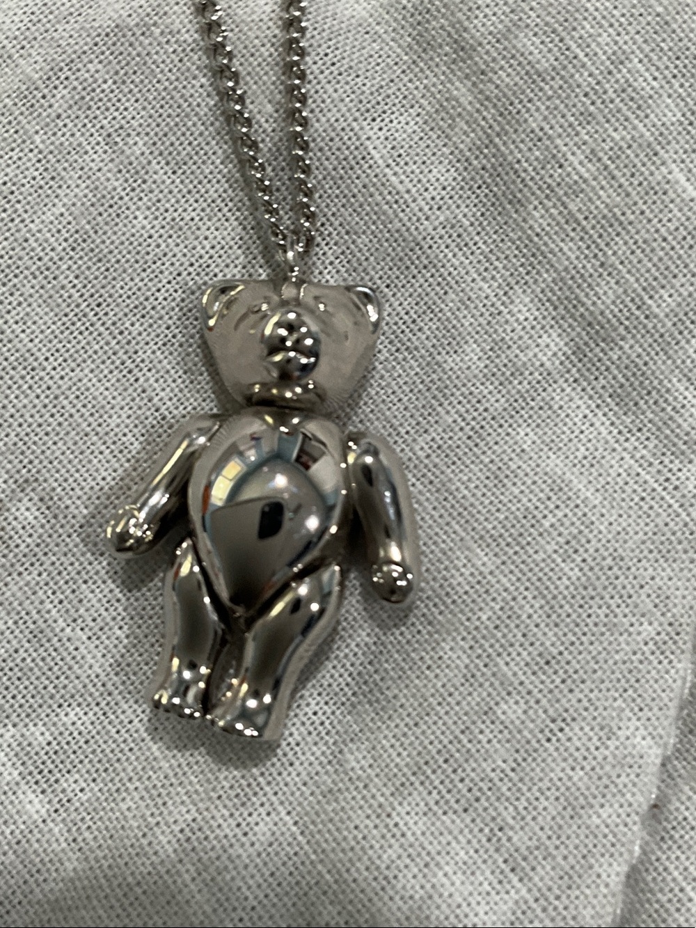 Dior Silver Teddy Bear Pendant Necklace